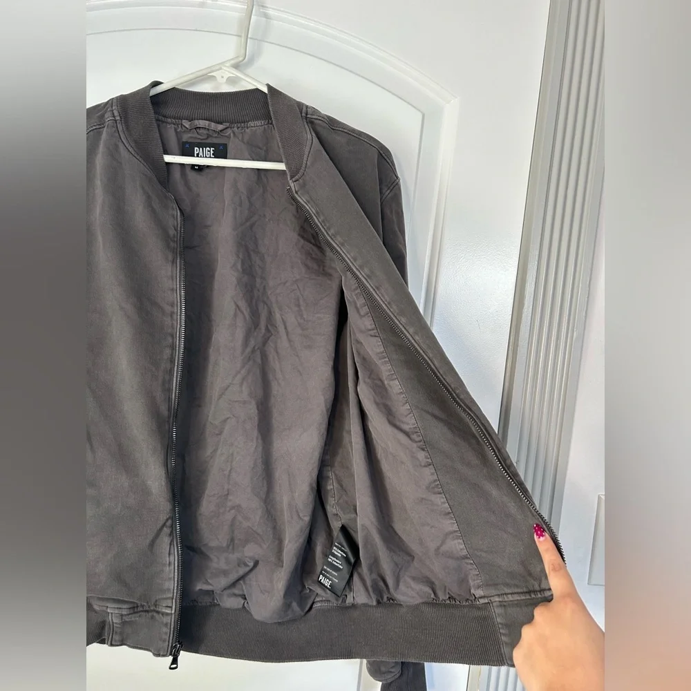 PAIGE Men's Hayward Bomber Jacket Vintage Grey Size Medium 90s Minimalist Boxy